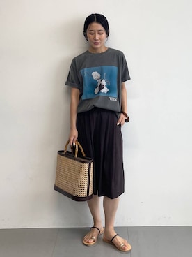 「jj mercer（ジェイジェイマーサー）の【J.J. Mercer×VEIN×BABYLONE】FLOWER PHOTO T（Tシャツ/カットソー、グレー系）」を使った、bl_misatoさん（レディース・159cm）の春コーディネート