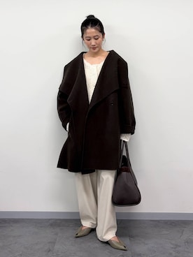 「HENRI EN VARGO（ヘンリエンヴァーゴ）の【HENRI EN VARGO】＜別注＞ポインテッドフラット（パンプス、グリーン系）」を使った、bl_misatoさん（レディース・159cm）の秋コーディネート