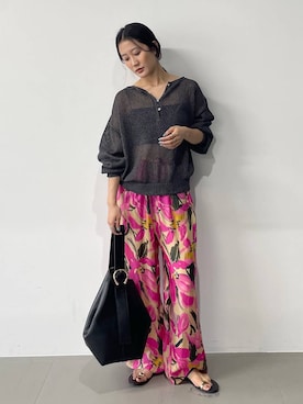 「BABYLONE（バビロン）のワンハンドル2WAYトート（ハンドバッグ、ブラック系）」を使った、bl_misatoさん（レディース・159cm）の春コーディネート