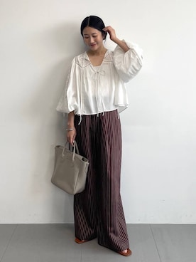 「BABYLONE（バビロン）のパット付きキャミ（キャミソール、ホワイト系）」を使った、bl_misatoさん（レディース・159cm）の春コーディネート