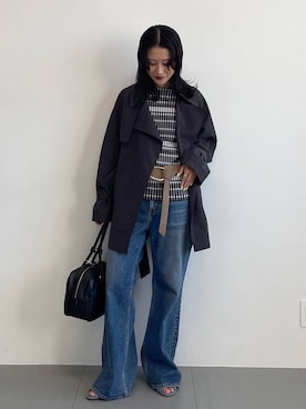 「BABYLONE（バビロン）のギンガム柄プルオーバー（Tシャツ/カットソー、ブラック系）」を使った、bl_misatoさん（レディース・159cm）の春コーディネート