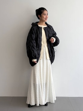 「BABYLONE（バビロン）のフロントZIPスウェット（スウェット、ホワイト系）」を使った、bl_misatoさん（レディース・159cm）の秋コーディネート