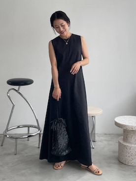「BABYLONE（バビロン）の【VARNY】フリンジバッグ（ショルダーバッグ、ブラック系）」を使った、bl_misatoさん（レディース・159cm）の夏コーディネート