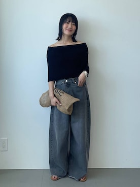 「BABYLONE（バビロン）のバレルレッグデニムパンツ（デニムパンツ）」を使った、bl_misatoさん（レディース・159cm）の春コーディネート