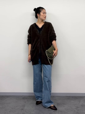 「BABYLONE（バビロン）の【AULENTTI】スウェードBAG（ハンドバッグ、グリーン系）」を使った、bl_misatoさん（レディース・159cm）の秋コーディネート