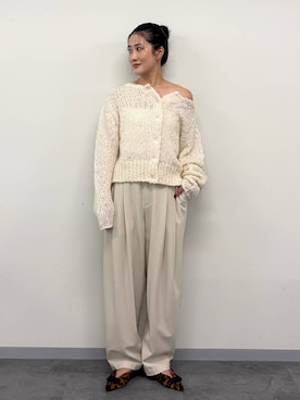 「BABYLONE（バビロン）の【HENRI EN VARGO】レオパードフラット（パンプス、ブラウン系）」を使った、bl_misatoさん（レディース・159cm）の秋コーディネート