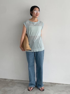 「upperhights（アッパーハイツ）の【upper hights】＜別注＞BLTH TILLY（デニムパンツ、ブルー系）」を使った、bl_misatoさん（レディース・159cm）の夏コーディネート