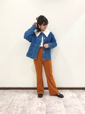 「ehka sopo（エヘカソポ）のアイテム（デニムジャケット）」を使った、あ す かさん（レディース・152cm）の冬コーディネート