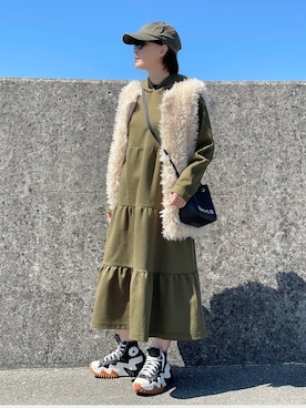 「zucca」｜「アイテム（ワンピース/ドレス）」を使った、𝑴𝒂さん（レディース・160cm）の春コーディネート