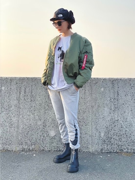 「gloster」｜「アイテム（MA-1）」を使った、𝑴𝒂さん（レディース・160cm）の秋コーディネート