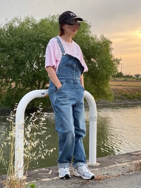 「EDWIN（エドウィン）のアイテム（オールインワン・サロペット）」を使った、𝑴𝒂さん（レディース・160cm）の春コーディネート
