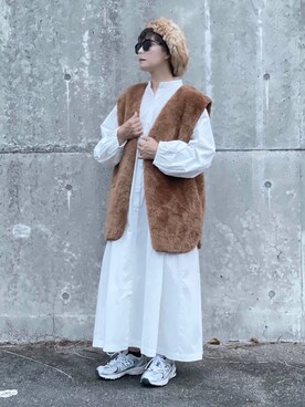 「ファーベスト」｜「アイテム（シャツワンピース）」を使った、𝑴𝒂さん（レディース・160cm）の秋コーディネート