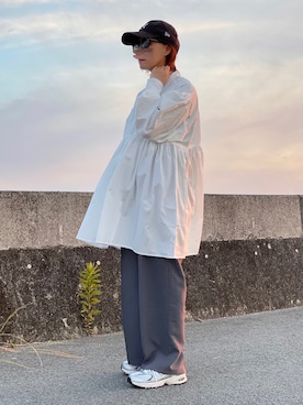 「カラーパンツ」｜「アイテム（セットアップ）」を使った、𝑴𝒂さん（レディース・160cm）の夏コーディネート