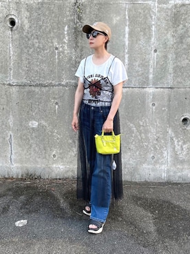 「みんなの白Tフェス」｜「アイテム（ワンピース/ドレス）」を使った、𝑴𝒂さん（レディース・160cm）の夏コーディネート