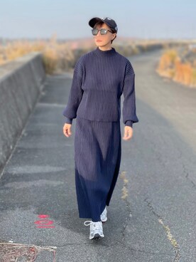 「ニットアップ」｜「アイテム（帽子）」を使った、𝑴𝒂さん（レディース・160cm）の秋コーディネート