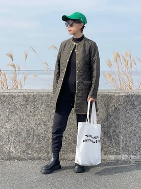 「リブニット」｜「アイテム（スウェットパンツ）」を使った、𝑴𝒂さん（レディース・160cm）の冬コーディネート