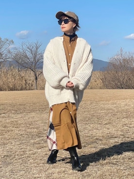 「RODE SKO」｜「アイテム（キャップ）」を使った、𝑴𝒂さん（レディース・160cm）の冬コーディネート