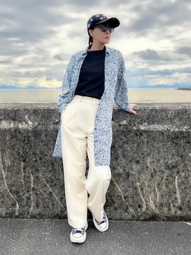 「To b. by agnes b.（トゥービーバイアニエスベー）のアイテム（シャツワンピース）」を使った、𝑴𝒂さん（レディース・160cm）の春コーディネート