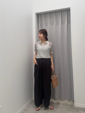 「fredy emue（フレディエミュ）のミリタリーボリュームパンツ（その他パンツ、ブラック系）」を使った、かりんこさん（レディース・170cm）の夏コーディネート