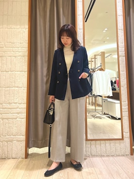 「fredy emue（フレディエミュ）のアイテム（ノーカラージャケット）」を使った、かりんこさん（レディース・170cm）の冬コーディネート