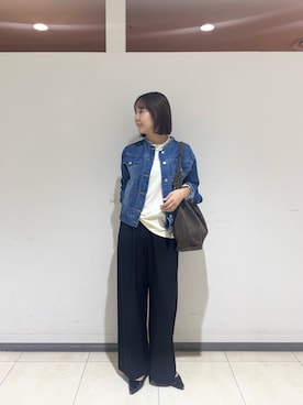「アイテム（デニムジャケット）」を使った、かりんこさん（レディース・170cm）の秋コーディネート