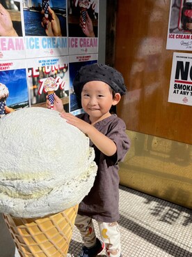 「Mini Rodini（ミニロディーニ）のアイテム（パンツ）」を使った、kanako0304さん（キッズ・90cm）の秋コーディネート