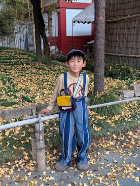 「アイテム（帽子、ブルー系）」を使った、kanako0304さん（キッズ・120cm）の冬コーディネート