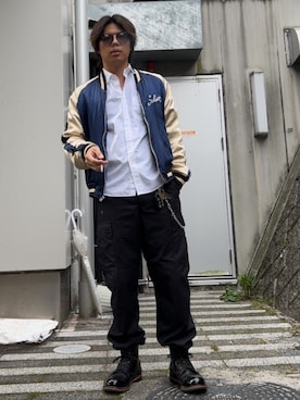「アイテム（スカジャン）」を使った、しょ🐶さん（メンズ・173cm・20代）の秋コーディネート