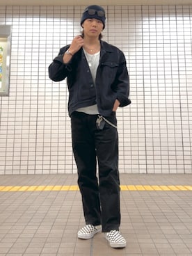 「アイテム（スリッポン）」を使った、しょ🐶さん（メンズ・173cm）の秋コーディネート
