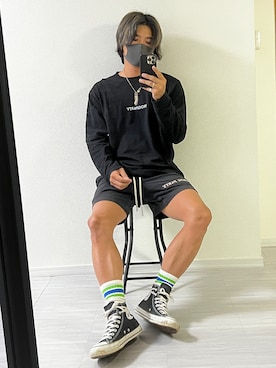 「RICK OWENS」｜「アイテム（レッグウェア）」を使った、しょ🐶さん（メンズ・172cm）の夏コーディネート