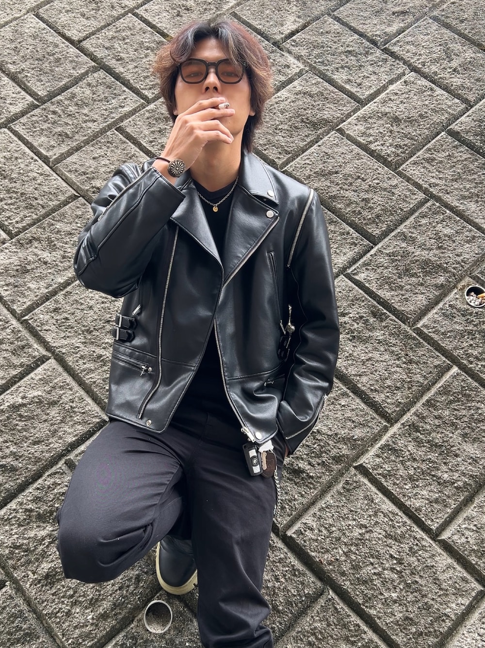 しょ🐶｜UNDERCOVERのライダースジャケットを使ったコーディネート - WEAR