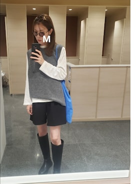 「NANO universe（ナノユニバース）のアイテム（ブーツ）」を使った、miruuuuさん（レディース・164cm）の秋コーディネート