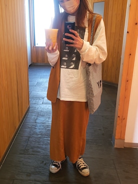 「niko and...（ニコアンド）のアイテム（セットアップ）」を使った、miruuuuさん（レディース・164cm）の春コーディネート