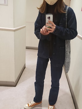「MOUSSY（マウジー）のMVS SKINNY（デニムパンツ）」を使った、miruuuuさん（レディース・164cm）の冬コーディネート