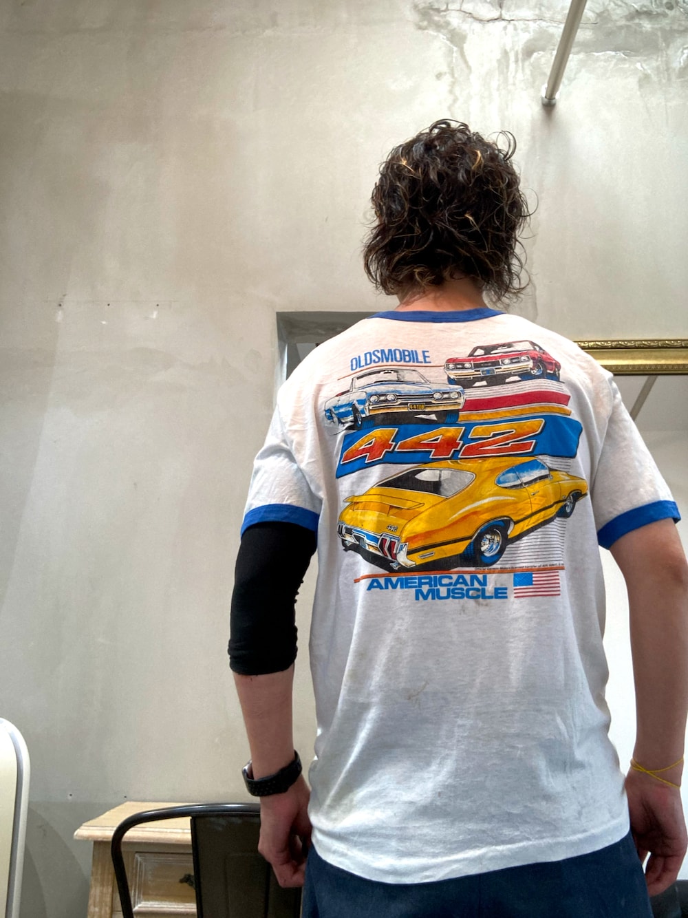 「ラグランTシャツ、シンプル、夏コーデ、ゆるコーデ、ラフ、夏」｜「HANESのアイテム（Tシャツ/カットソー、ブルー系）」を使った、タイチさん（メンズ・177cm）の春コーディネートの1枚目の写真