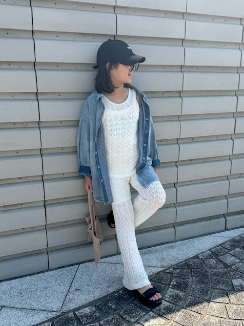 「GLOBAL WORK（グローバルワーク）の洗える抗菌ロゴCAP/キッズ/292221（キャップ）」を使った、hana*さん（キッズ・137cm）の春コーディネート