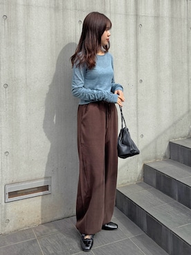 「ウールパンツ」｜ISOOKさん（レディース・160cm）の秋コーディネート