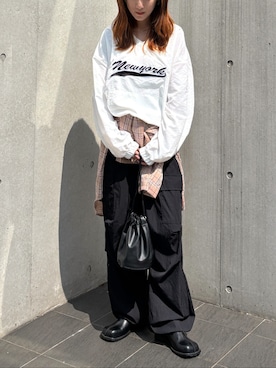 「アイテム（カーゴパンツ）」を使った、ISOOKさん（レディース・152cm）の秋コーディネート