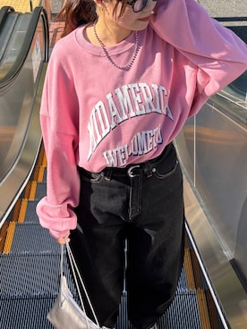 「アイテム（スウェット、ピンク系）」を使った、ISOOKさん（レディース・160cm）の秋コーディネート