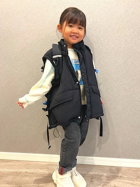 「アイテム（バックパック/リュック）」を使った、nonoさん（キッズ・100cm）の秋コーディネート