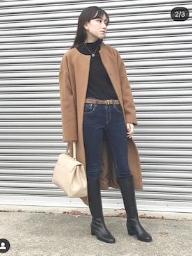 「ZARA（ザラ）のアイテム（ニット/セーター、ブラック系）」を使った、ㅤ遥さん（レディース・158cm）の冬コーディネート