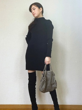 「STELLA McCARTNEY（ステラマッカートニー）のアイテム（ハンドバッグ、グレー系）」を使った、ㅤ遥さん（レディース・158cm）の冬コーディネート