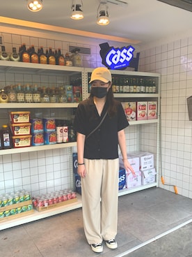 「Roots Canadaのアイテム（帽子）」を使った、hsinbaさん（レディース・165cm）の夏コーディネート