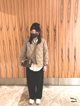 「NOAH（ノア）のアイテム（ニットキャップ/ビーニー）」を使った、hsinbaさん（レディース・165cm）の冬コーディネート