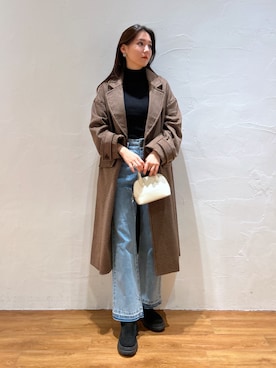 「FREE'S MART（フリーズマート）のアイテム（チェスターコート）」を使った、Saayaさん（レディース・164cm）の冬コーディネート