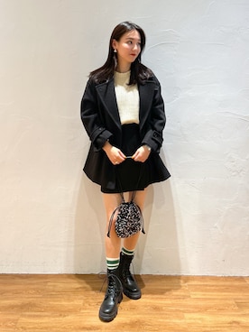 「FREE'S MART（フリーズマート）のアイテム（ピーコート）」を使った、Saayaさん（レディース・164cm）の秋コーディネート