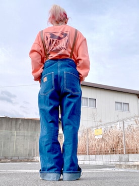 「RODEO CROWNS WIDE BOWL（ロデオクラウンズワイドボウル）のアイテム（サロペット/オーバーオール）」を使った、tomoさん（レディース・160cm）の冬コーディネート