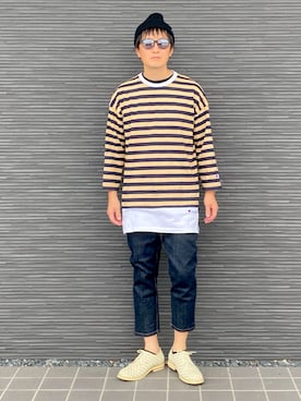 「Champion（チャンピオン）のアイテム（ニットキャップ/ビーニー）」を使った、kimukenさん（メンズ・175cm）の秋コーディネート