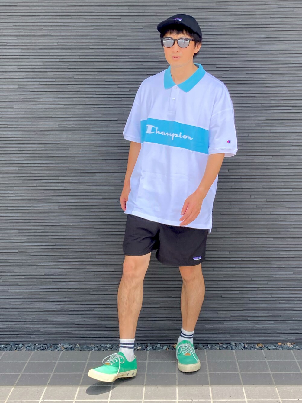 Champion ポロシャツとショートパンツセットアップ Champion チャンピオン ショーツ ワンポイント ショートパンツ