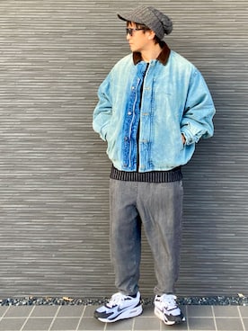 「アイテム（帽子、グレー系）」を使った、kimukenさん（メンズ・175cm）の冬コーディネート